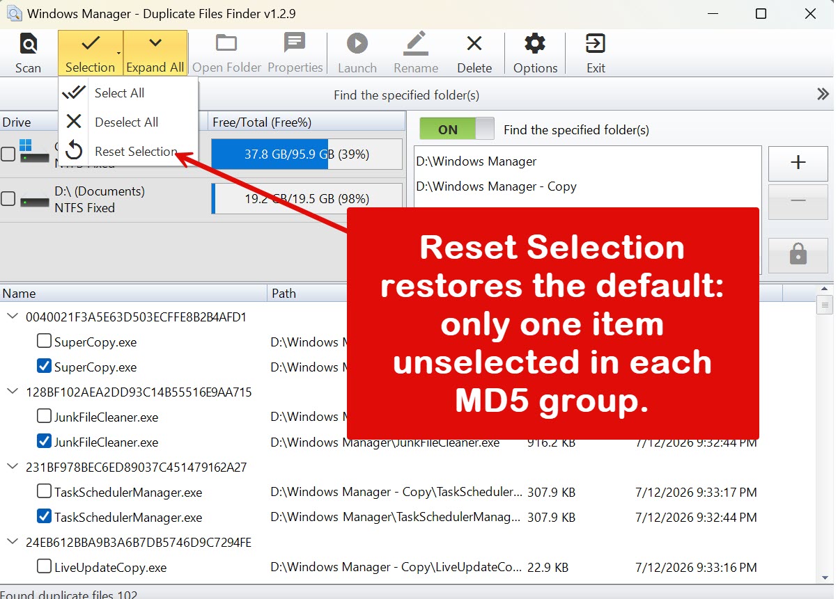 Selection 菜单中的 Reset Selection:恢复默认选择规则